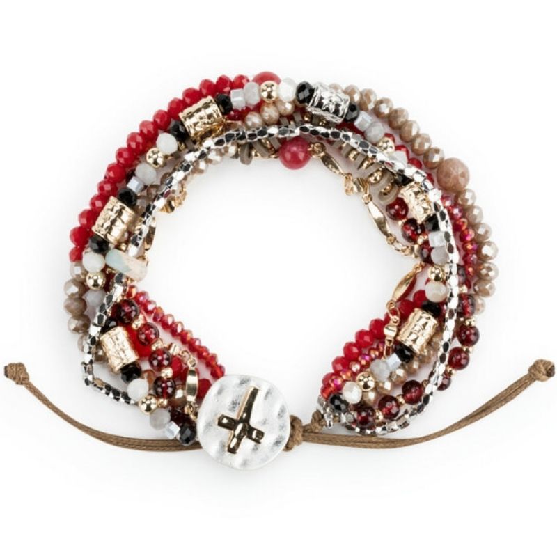 Beaded Love Bracelet - Garnet